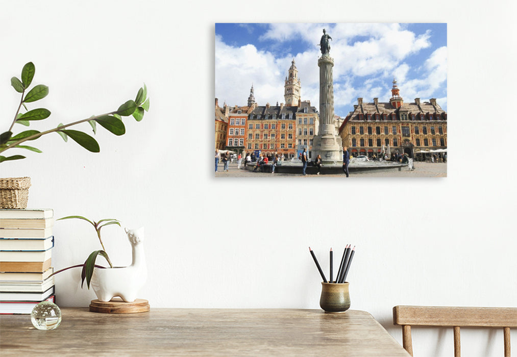 Premium Textil-Leinwand Lille, Grand Place, auch Place du Général de Gaulle genannt