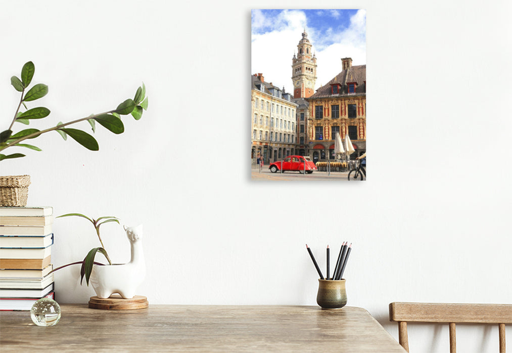 Premium Textil-Leinwand Lille, am Grand Place, auch Place du Général de Gaulle genannt