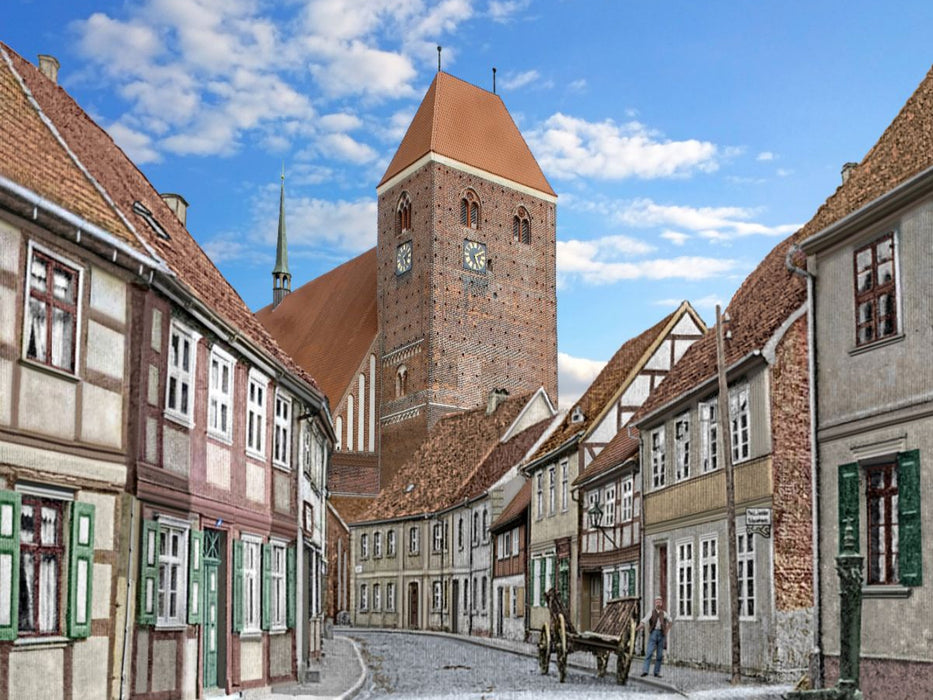 Werben (Elbe) – Fabianstraße mit Kirche Sankt Johannis um 1910 - CALVENDO Foto-Puzzle'