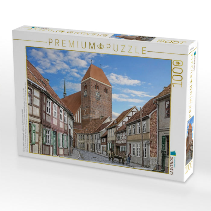 Werben (Elbe) – Fabianstraße mit Kirche Sankt Johannis um 1910 - CALVENDO Foto-Puzzle'