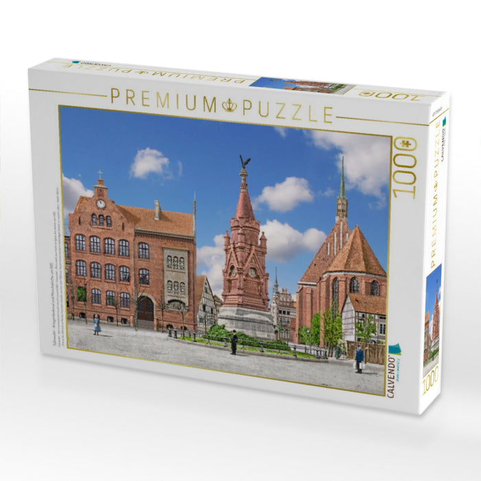 Salzwedel – Kriegerdenkmal und Mönchskirche um 1915 - CALVENDO Foto-Puzzle'