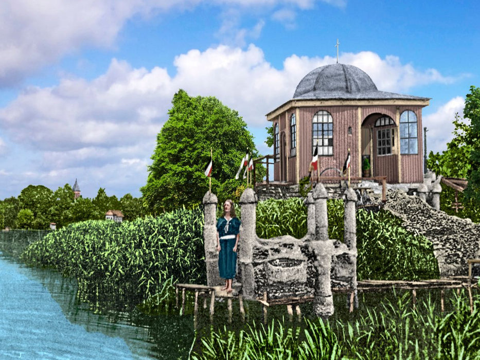 Arendsee (Altmark) – Gustaf Nagel am Tempel des Seeufers um 1905 - CALVENDO Foto-Puzzle'