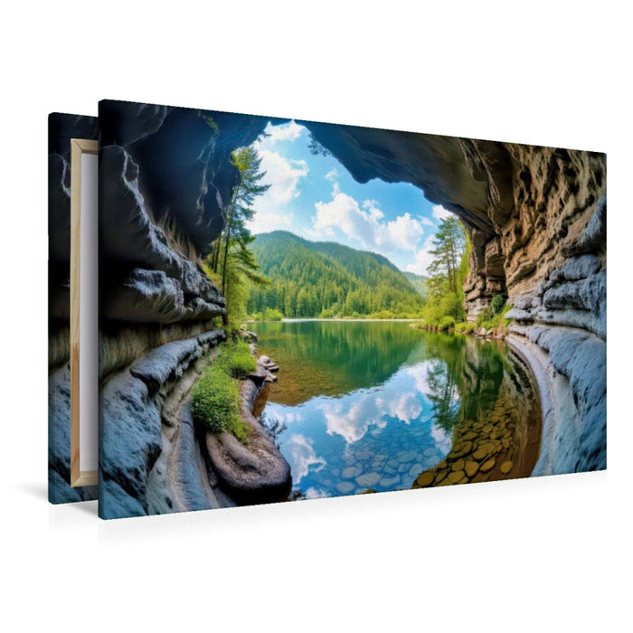 Premium Textil-Leinwand Wälder in voller Rundung, Natur trifft Technik.