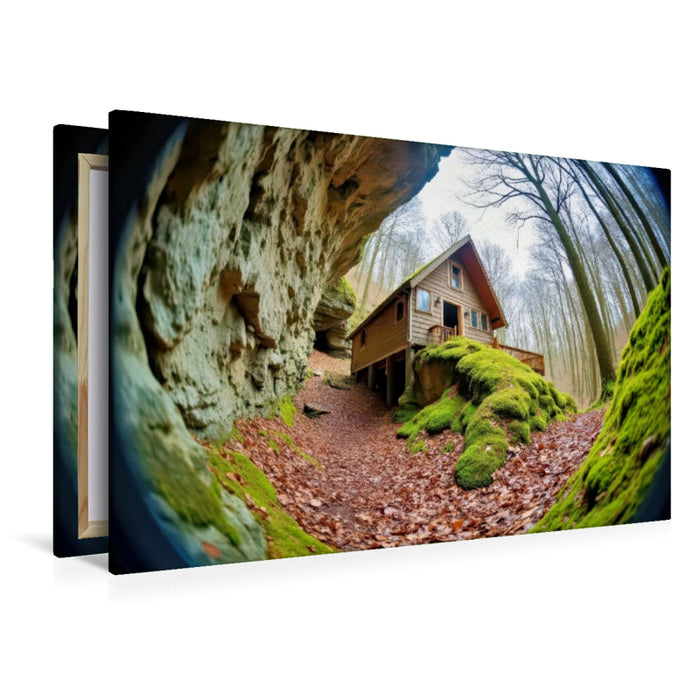 Premium Textil-Leinwand Die Welt aus der Kugel, Fisheye zeigt Heimat neu.