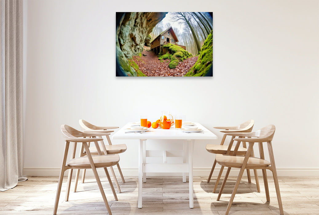 Premium Textil-Leinwand Die Welt aus der Kugel, Fisheye zeigt Heimat neu.