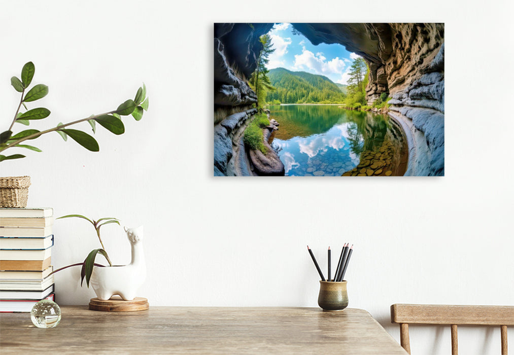 Premium Textil-Leinwand Wälder in voller Rundung, Natur trifft Technik.