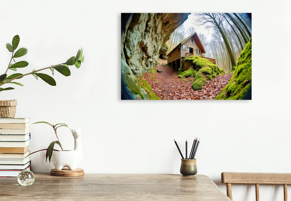 Premium Textil-Leinwand Die Welt aus der Kugel, Fisheye zeigt Heimat neu.