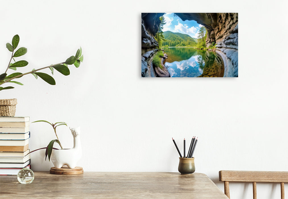 Premium Textil-Leinwand Wälder in voller Rundung, Natur trifft Technik.