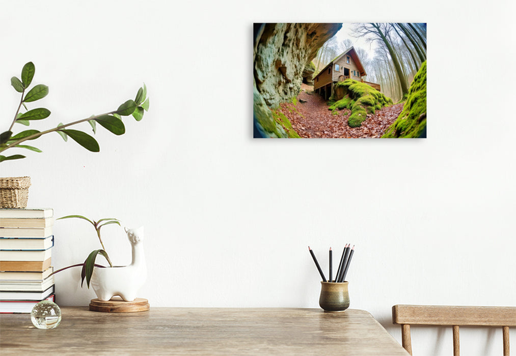 Premium Textil-Leinwand Die Welt aus der Kugel, Fisheye zeigt Heimat neu.