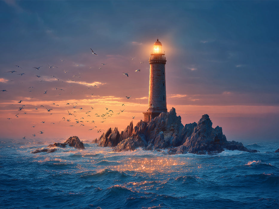 Ein einsamer Wächter leuchtet in den Farben des Sonnenuntergangs - CALVENDO Foto-Puzzle'