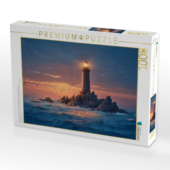 Ein einsamer Wächter leuchtet in den Farben des Sonnenuntergangs - CALVENDO Foto-Puzzle'