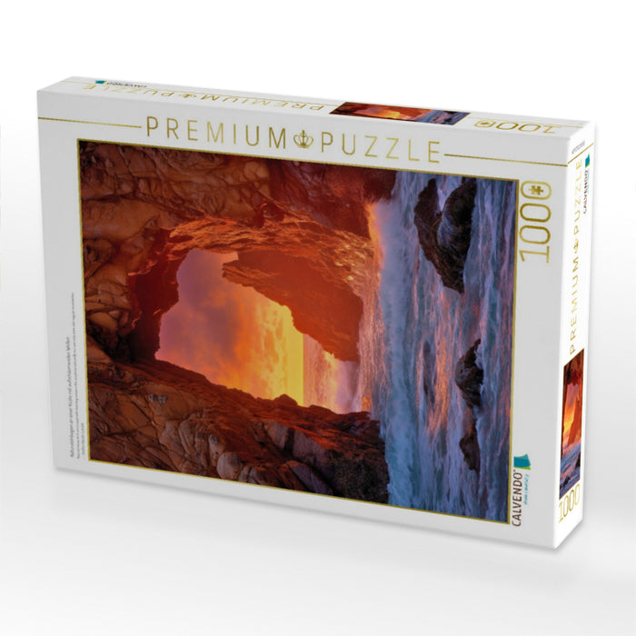 Natursteinbogen an einer Küste mit aufschäumenden Wellen - CALVENDO Foto-Puzzle'