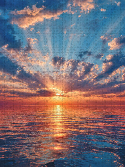 Ruhiger Sonnenaufgang über einer stillen Meeresoberfläche - CALVENDO Foto-Puzzle'
