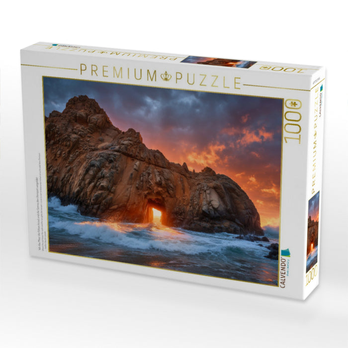 Wo das Meer die Felsen küsst und die Sonne den Horizont vergoldet - CALVENDO Foto-Puzzle'