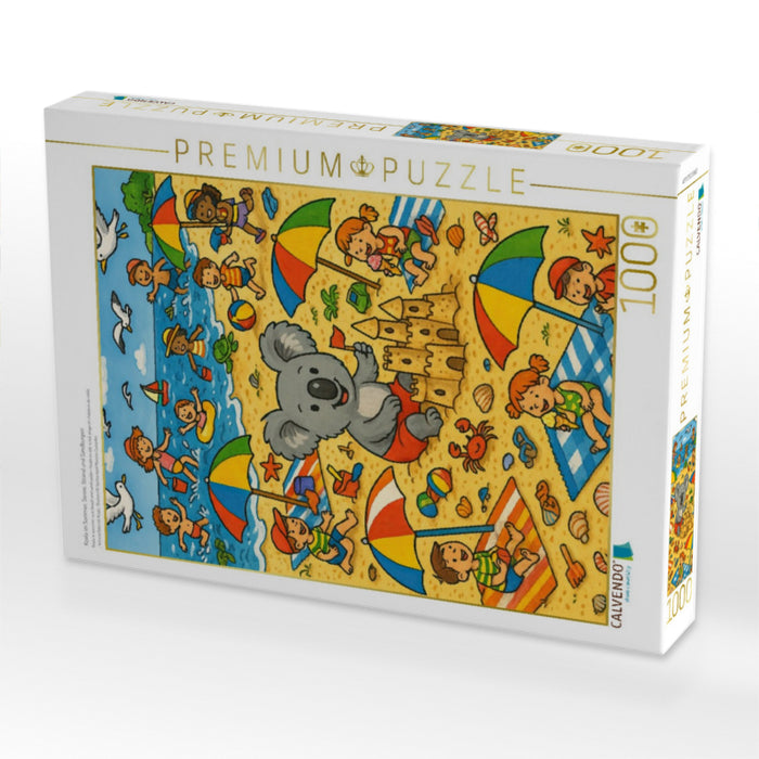 Koala im Sommer, Sonne, Strand und Sandburgen - CALVENDO Foto-Puzzle'