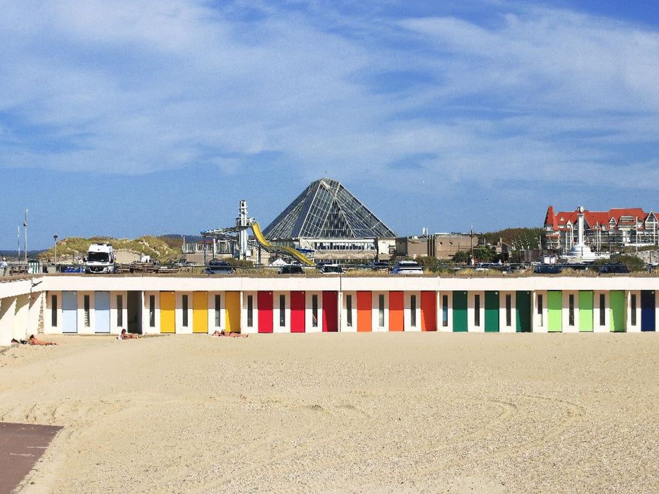 Le Touquet-Paris-Plage, bunte Badehäuschen am Strand - CALVENDO Foto-Puzzle'