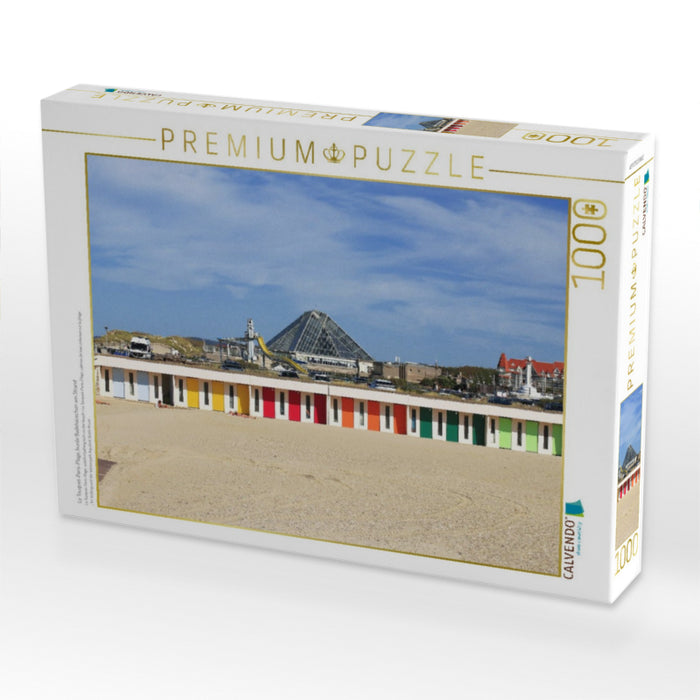 Le Touquet-Paris-Plage, bunte Badehäuschen am Strand - CALVENDO Foto-Puzzle'