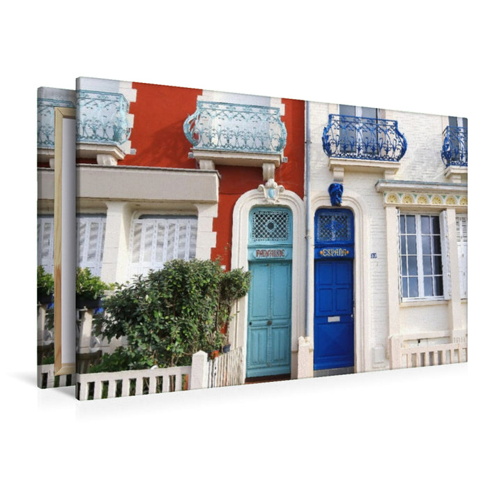 Premium Textil-Leinwand Tür an Tür im französischen Badeort Mers-les-Bains