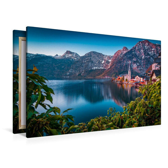 Premium Textil-Leinwand Hallstatt am Morgen