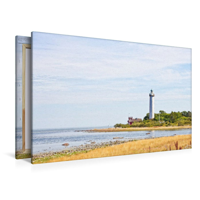 Premium Textil-Leinwand Leuchtturm „Långe Erik“ auf der schwedischen Insel Öland