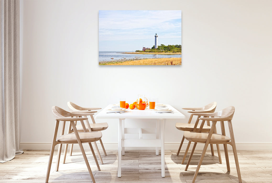 Premium Textil-Leinwand Leuchtturm „Långe Erik“ auf der schwedischen Insel Öland