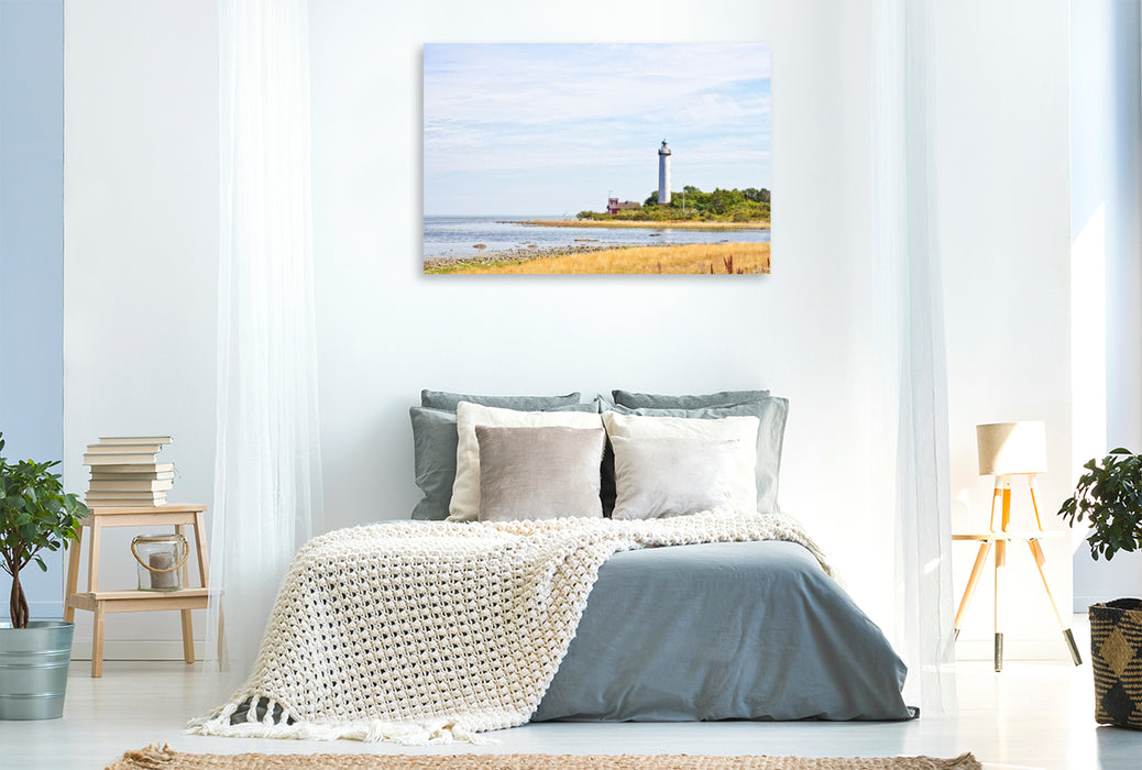 Premium Textil-Leinwand Leuchtturm „Långe Erik“ auf der schwedischen Insel Öland