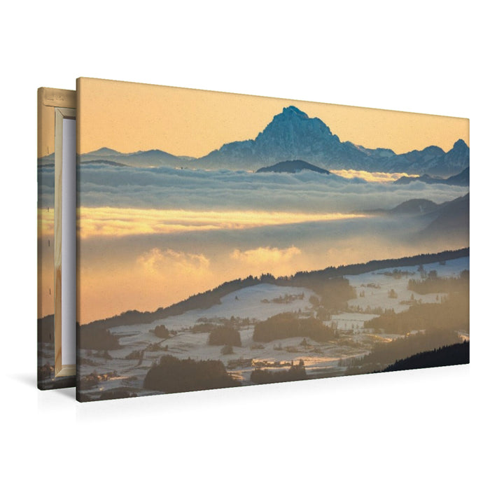 Premium Textil-Leinwand Traunstein über Nebelmeer