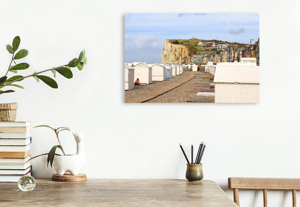 Premium Textil-Leinwand Mers-les-Bains, französischer Badeort in Hauts-de-France