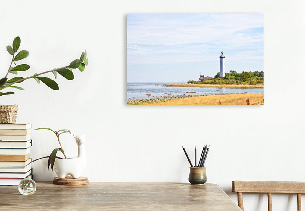 Premium Textil-Leinwand Leuchtturm „Långe Erik“ auf der schwedischen Insel Öland