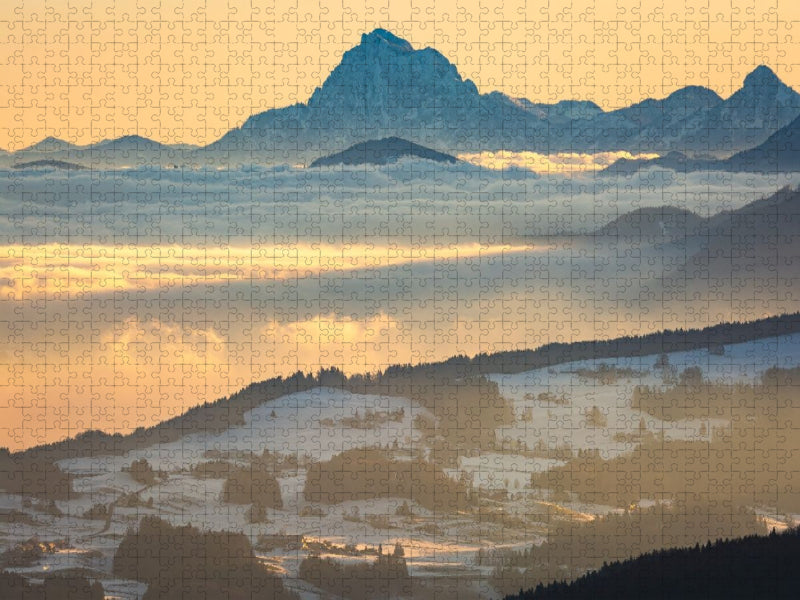 Traunstein über Nebelmeer - CALVENDO Foto-Puzzle'