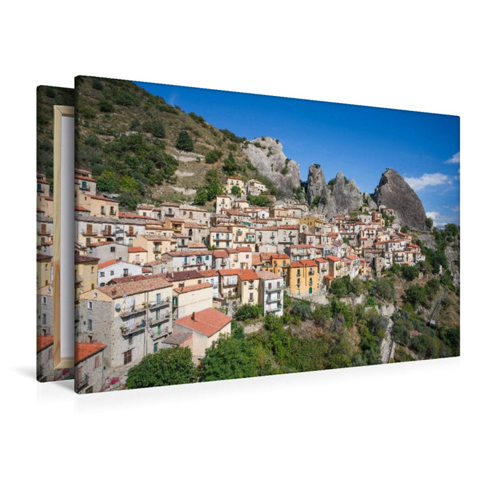 Premium Textil-Leinwand Castelmezzano in der Region Basilikata in Süditalien