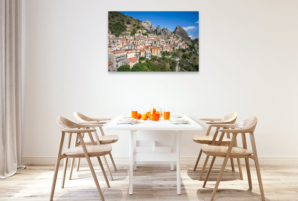 Premium Textil-Leinwand Castelmezzano in der Region Basilikata in Süditalien