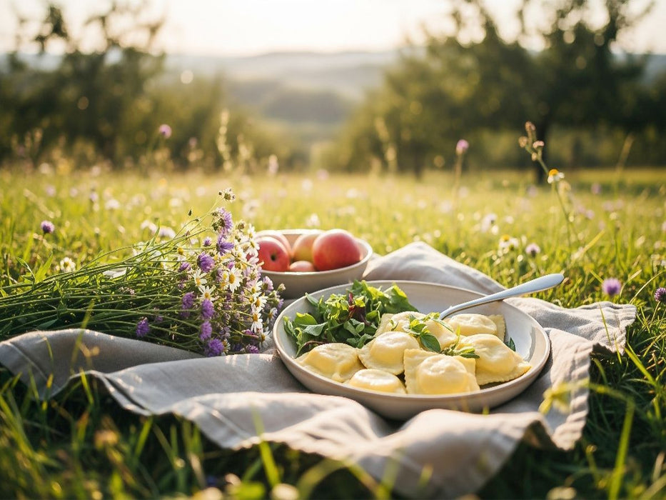 Schwäbische Maultaschen im Grünen - Sommer Picknick Puzzle - CALVENDO Foto-Puzzle'