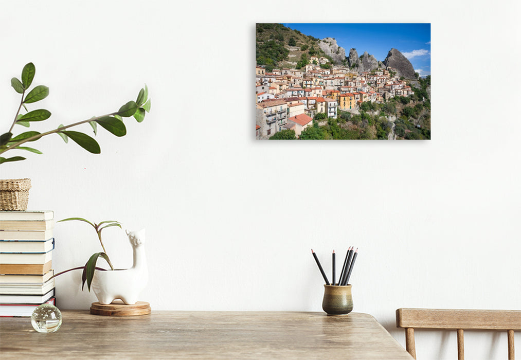 Premium Textil-Leinwand Castelmezzano in der Region Basilikata in Süditalien