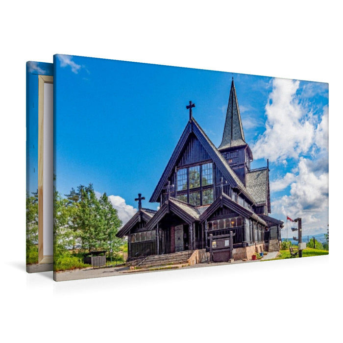 Premium Textil-Leinwand Die Holmenkollen-Kapelle
