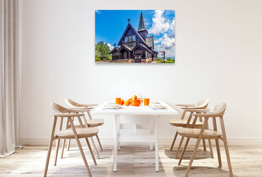 Premium Textil-Leinwand Die Holmenkollen-Kapelle