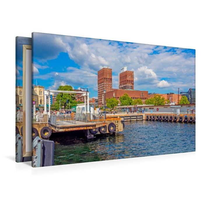 Premium Textil-Leinwand Stadt am Fjord