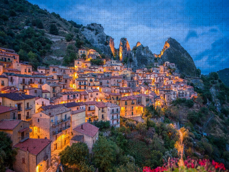 Castelmezzano bei Nacht - CALVENDO Foto-Puzzle'