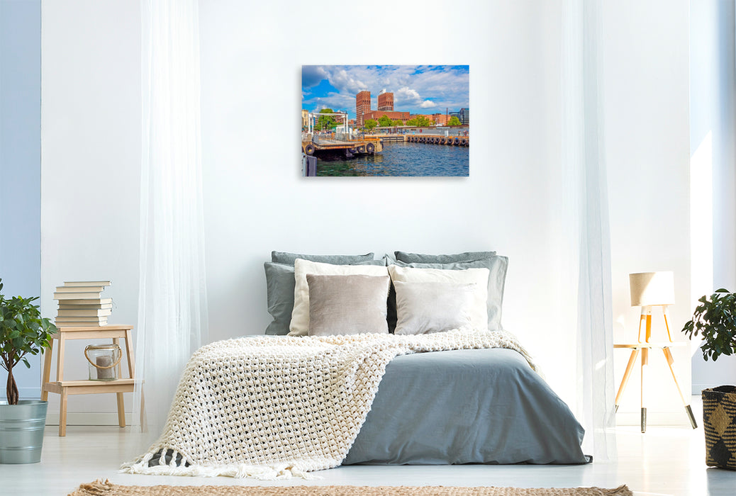 Premium Textil-Leinwand Stadt am Fjord