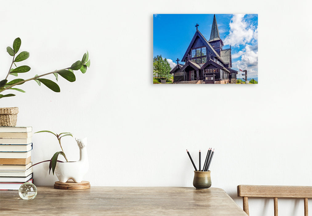 Premium Textil-Leinwand Die Holmenkollen-Kapelle