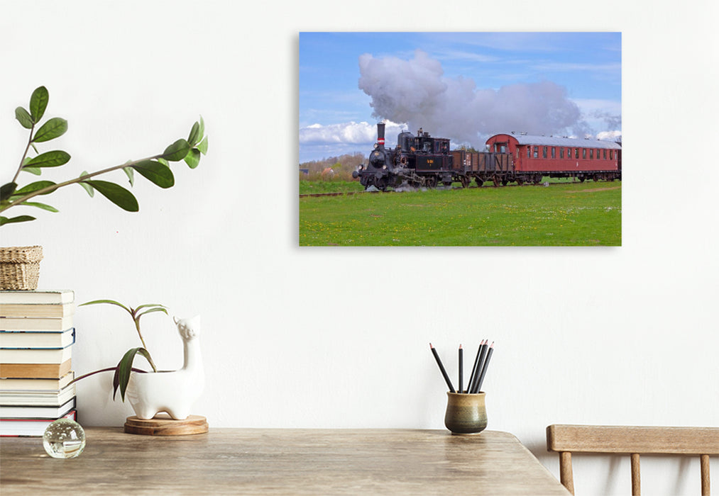 Premium Textil-Leinwand Angelner Dampfeisenbahn bei Süderbrarup