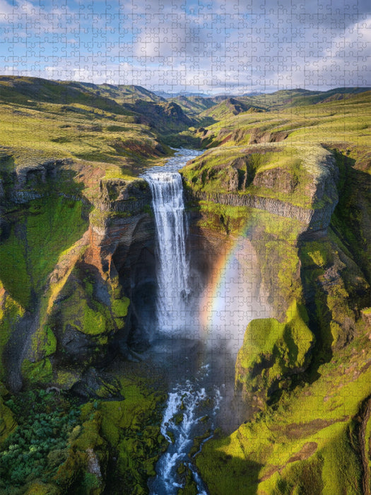 Donnerndes Wasser trifft Regenbogen, die Erde atmet in Farben - CALVENDO Foto-Puzzle'