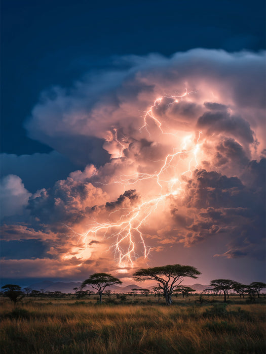 Blitze zeichnen das wilde Herz Afrikas in die Nacht - CALVENDO Foto-Puzzle'