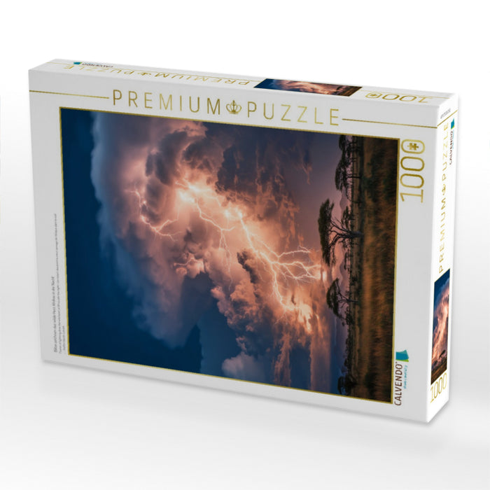 Blitze zeichnen das wilde Herz Afrikas in die Nacht - CALVENDO Foto-Puzzle'