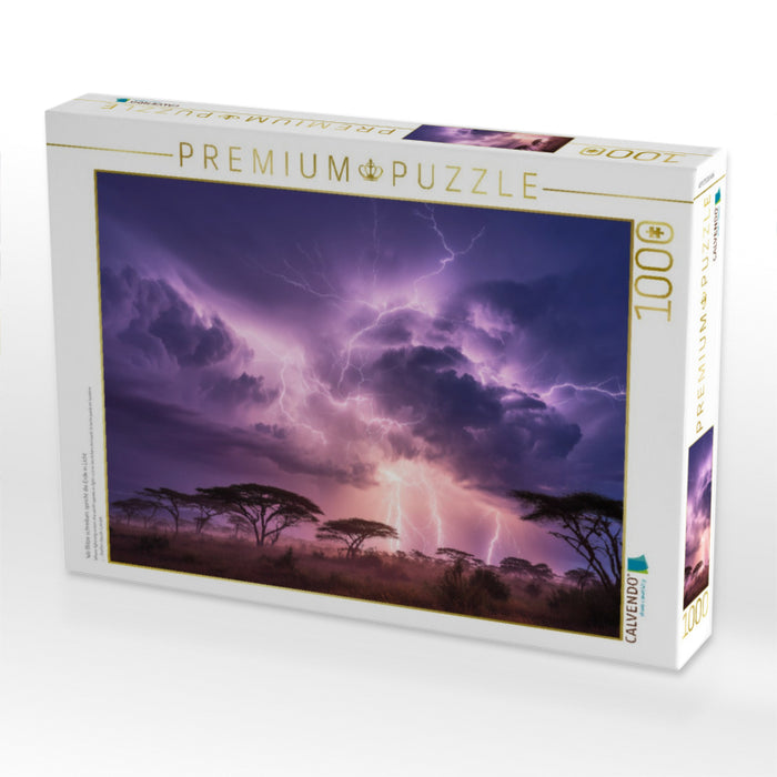 Wo Blitze schreiben, spricht die Erde in Licht - CALVENDO Foto-Puzzle'