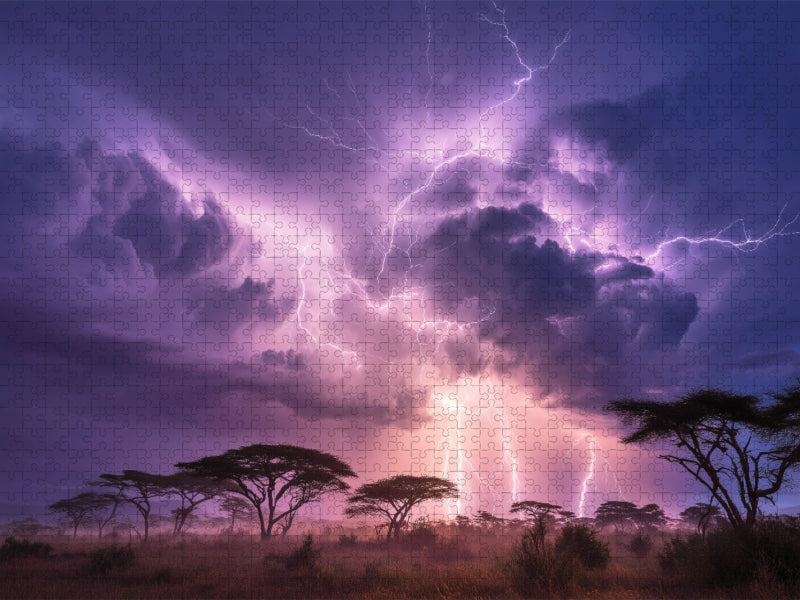 Wo Blitze schreiben, spricht die Erde in Licht - CALVENDO Foto-Puzzle'