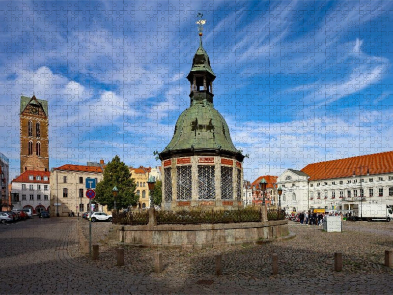 Die Wasserkunst auf dem Wismarer Marktplatz - CALVENDO Foto-Puzzle'