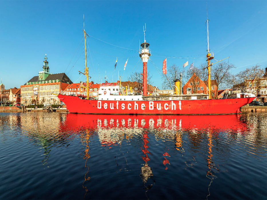 Blick zum Feuerschiff in Emden - CALVENDO Foto-Puzzle'
