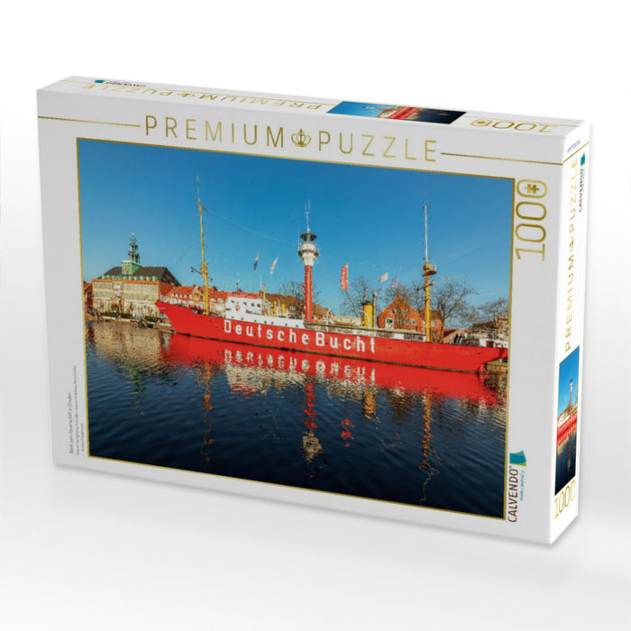 Blick zum Feuerschiff in Emden - CALVENDO Foto-Puzzle'