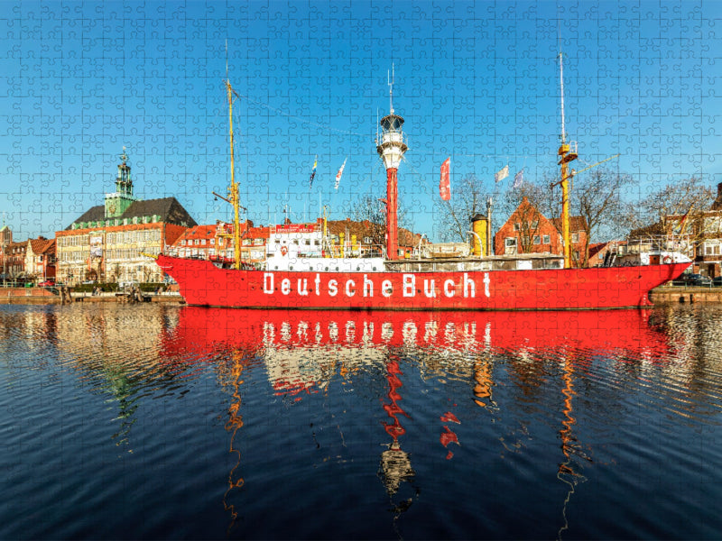 Blick zum Feuerschiff in Emden - CALVENDO Foto-Puzzle'